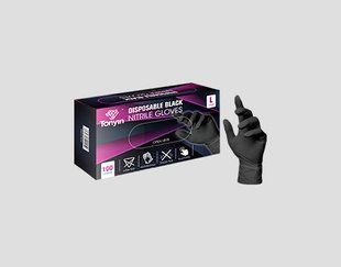Перчатки нитриловые Nitrile gloves, черные L 100 шт TT36 фото