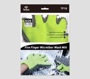 Перчатка для мытья с пальцами Tonyin microfiber finger washing mitt TF18 фото