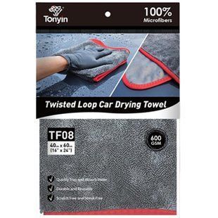 Микрофибра для сушки авто - Tonyin Twisted Loop Car Drying Towel 40x60см, 600г/м2г/м TF08 фото